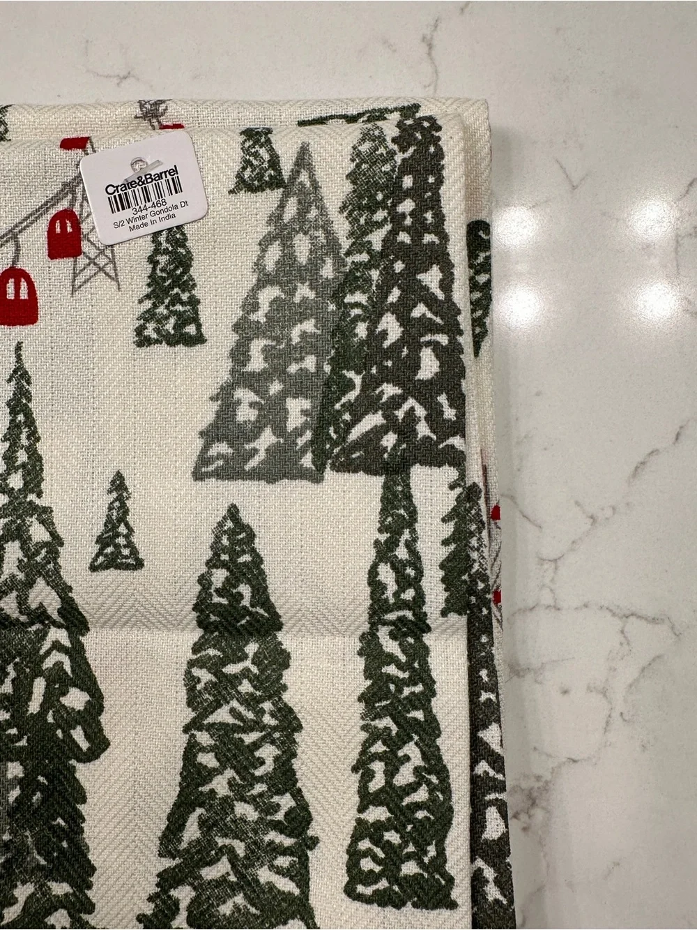 Crate and Barrel Holiday Gondola and Pine Kitchen Towel Set - NWT